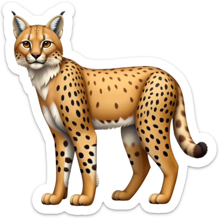 Cute realistic colorful bobcat-lynx-cheetah-caracal-leopard-hybrid-fusion full body with patterns and markings sticker