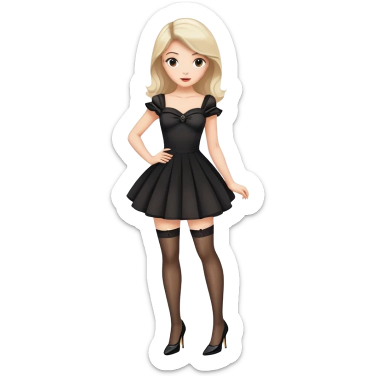 Girl in a cute stylish dress wearing stockings and high heels sticker