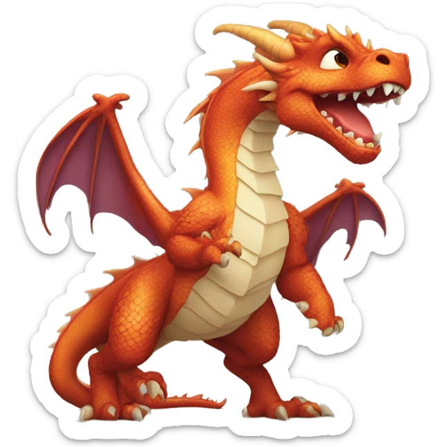 A captivating and humorous illustration of a dragon in the style of Drake's "Yes" . The dragon, with a fierce yet playful expression, is seen giving the "yes" gesture with its claw. sticker