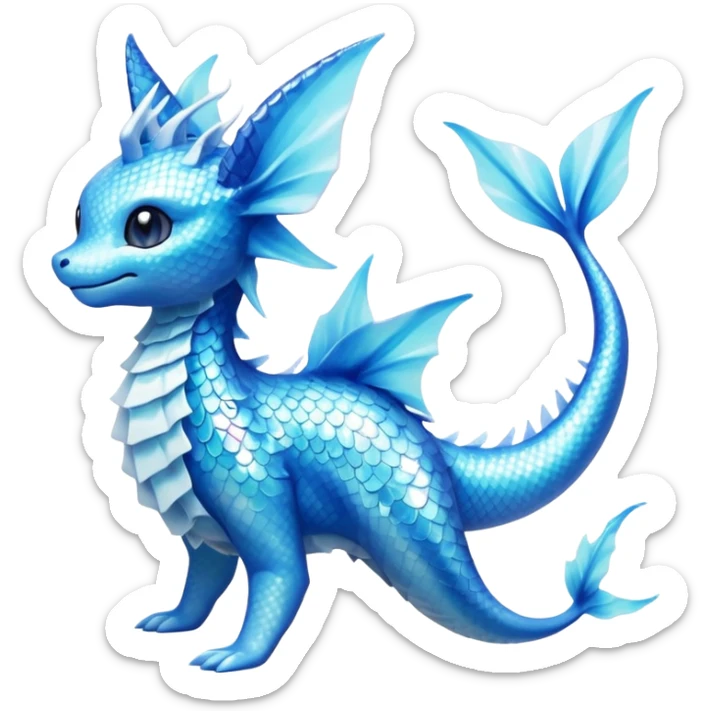 Lumineon-Vaporeon-Amaura-Dragonair-Fakémon-hybrid-creature (full body)  sticker