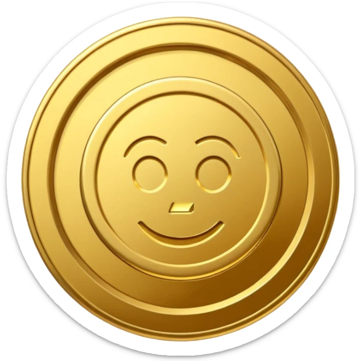 A modern cartoon-style emoji of a stylized money coin combined with a subtle play button icon, clean lines, bold shape, freeform, optimized for social media video sticker