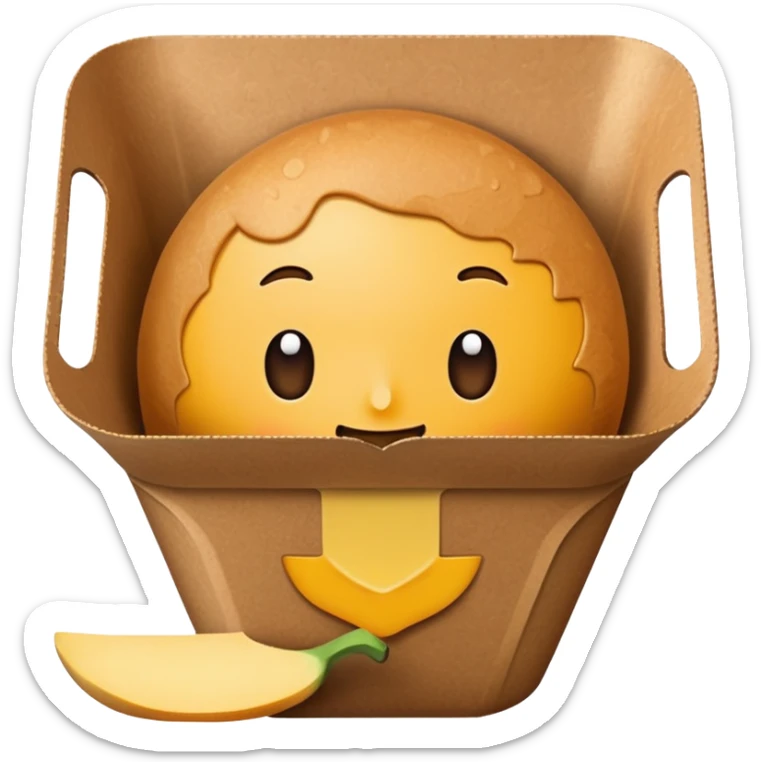 create an emoticon of a retangular bowl made of kraft paper, 
The lunch box should be the most similar to this real one..
https://i.postimg.cc/FKcHz1tk/Screenshot-2025-11-11-alle-16-06-29.png

Can get more images of the bowl from this instagram account https://www.instagram.com/chefaporterbr/ sticker
