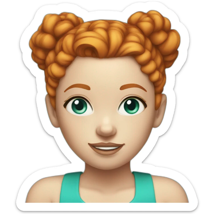 ginger girl with a messy bun, turquoise eyeliner, and turquoise ear rings sticker