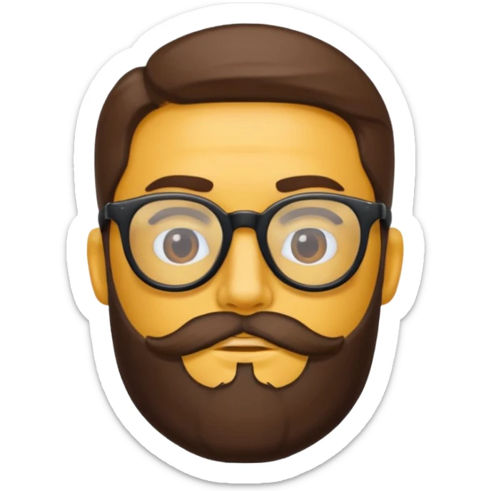 Quiero un emoji de un hombre pelado, con lentes y barba sticker