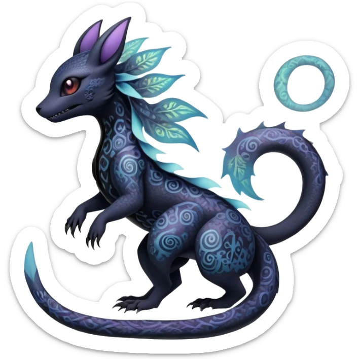 Pastel Gothic Salandit-Noibat-Umbreon-Fakémon-hybrid-creature (full body)  sticker