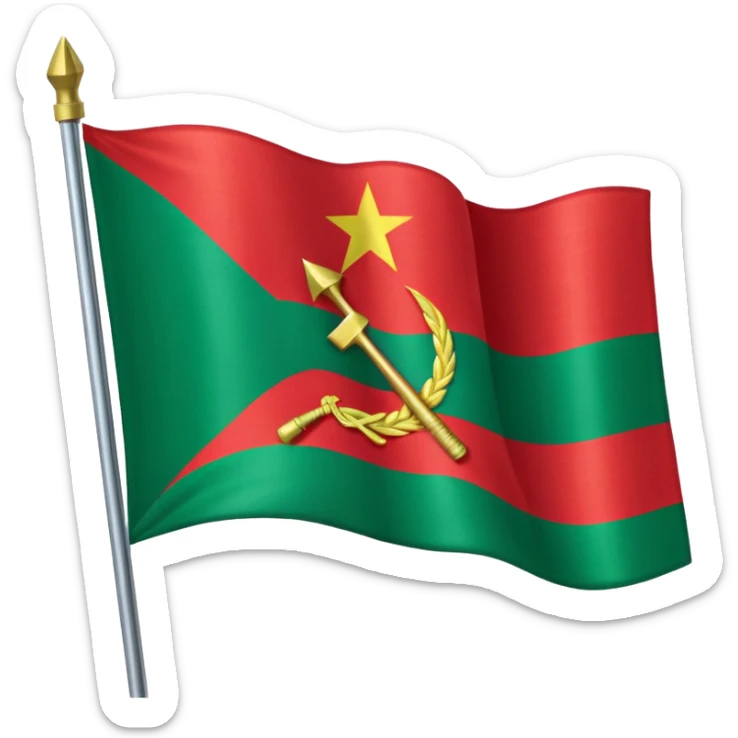 The flag of Transnistria, a horizontal tricolor of red, green, and red stripes with a hammer and sickle in the upper left corner, waving in the wind. sticker