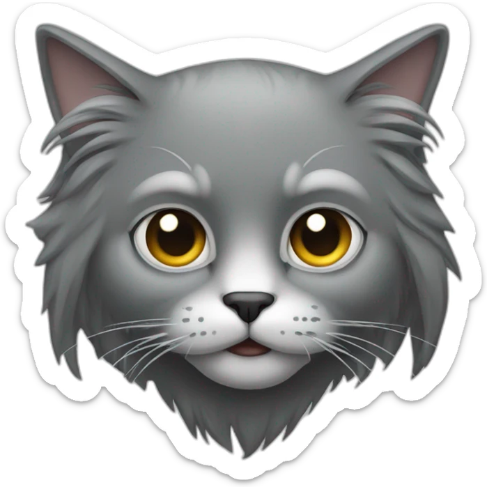 Grim Long Hair cat gray sticker
