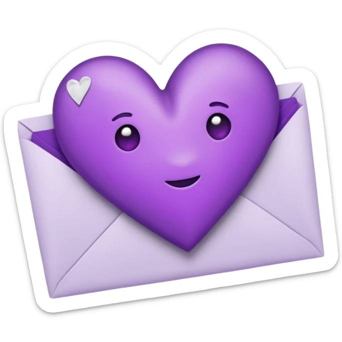 IOS's love letter emoji but with a purple heart instead of a red heart sticker