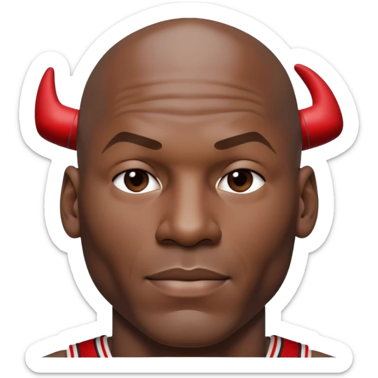 Michael Jordan with detailed facial features, upper body from waist up sticker