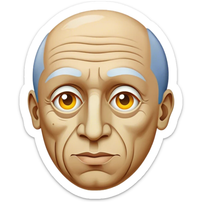 Cinematic Realistic Pablo Picasso Portrait Emoji, depicted as a visionary artist with abstract expressive features and a creative aura, rendered with rich textures and dynamic artistic lighting that captures his revolutionary spirit. sticker