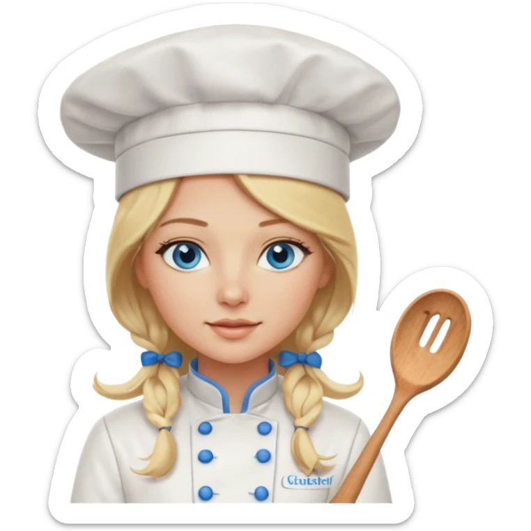 Sexy Long Blonde hair blue eyed female chef sticker