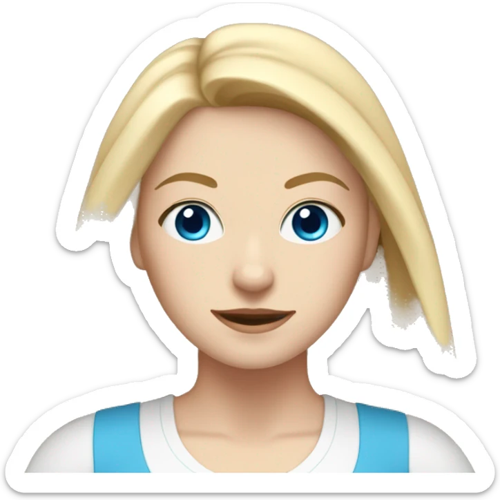 white woman with long blonde hair, blue eyes and cat shaped eyes wearing a yoga outfit  sticker