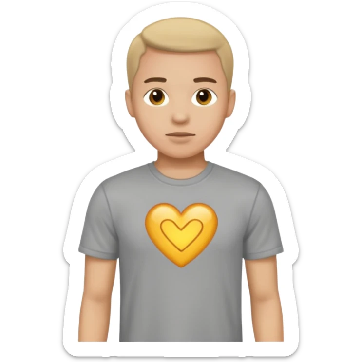 A man, shot from the center of his chest, but wearing a T-shirt, light skin tone sticker