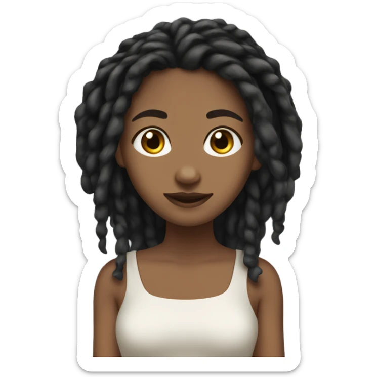 Tan girl with black locs dark white dress full body sticker