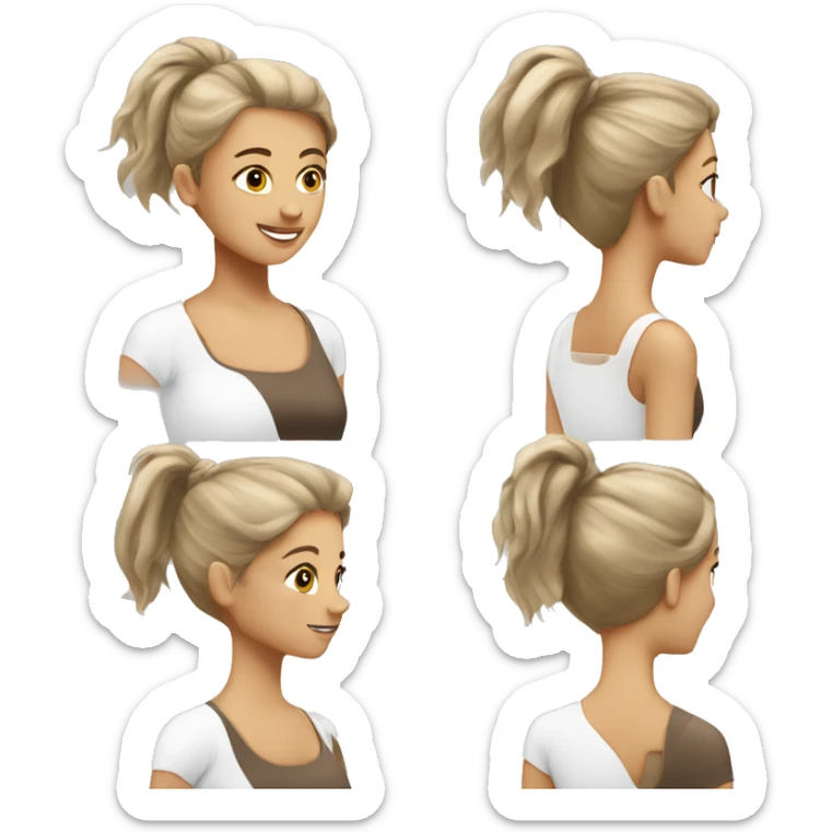 Pilates girl hair brown skinny white sticker