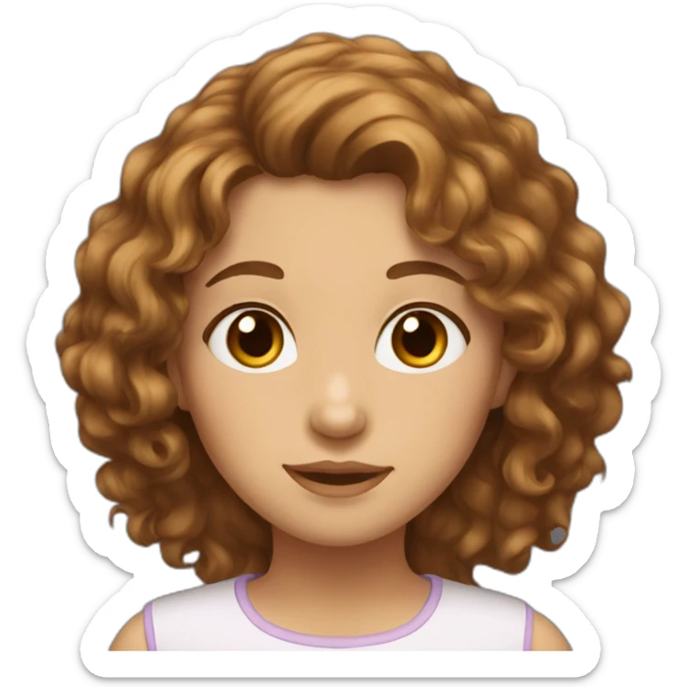 A girl with brown, wavy hair, hazel eyes sticker