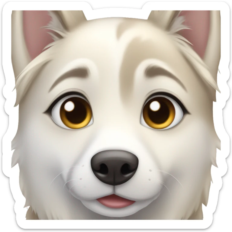 Blonde blu eyed girl with cute gray brown eyed siberian husky sticker