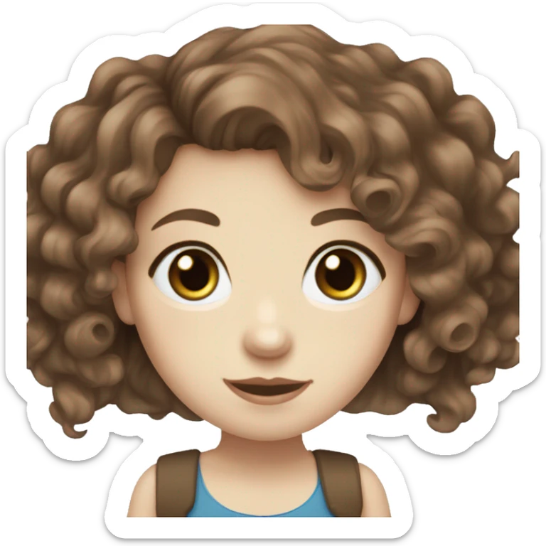 girl with brown wavy hair, blue eyes an pale skin sticker