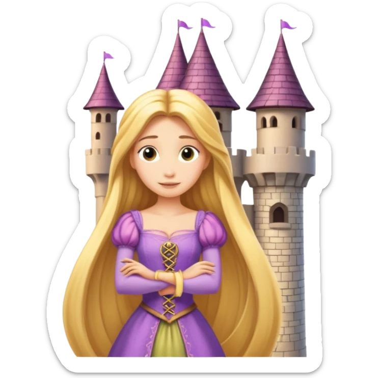 Raiponce, long golden hair, fairy tale princess, in a tower sticker