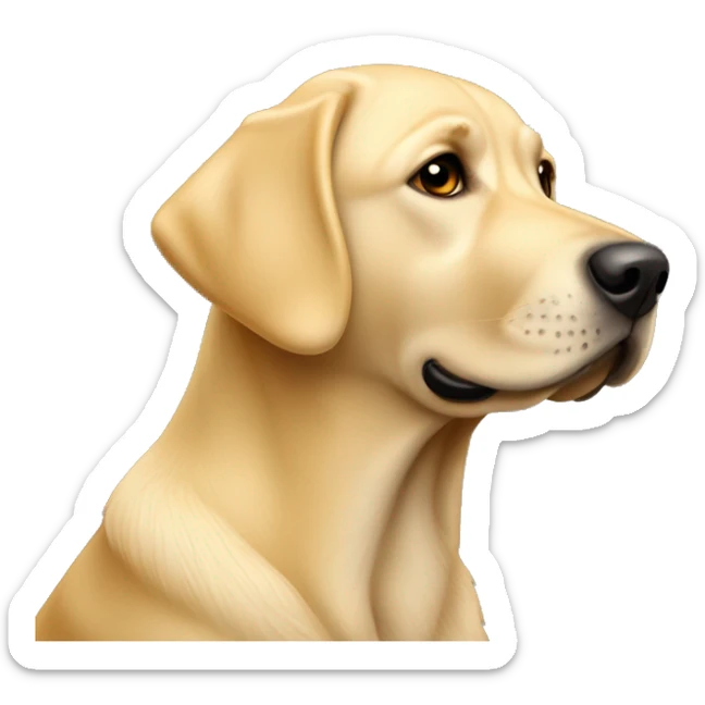 Un Labrador con un corpo umano scultoreo a pelo giallo chiaro soprattutto sugli addominali sticker