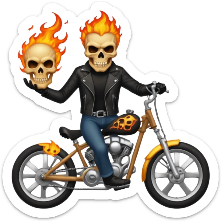 Give me a gost rider riding in a bike emoji sticker