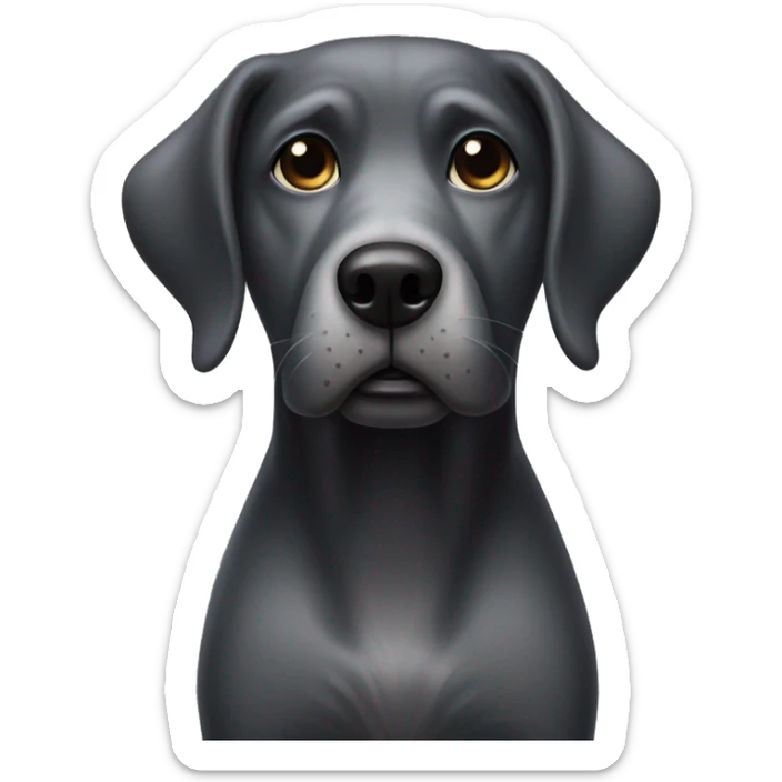 Black laborador dog with greying hairs on face being very concerned about her human mom sticker