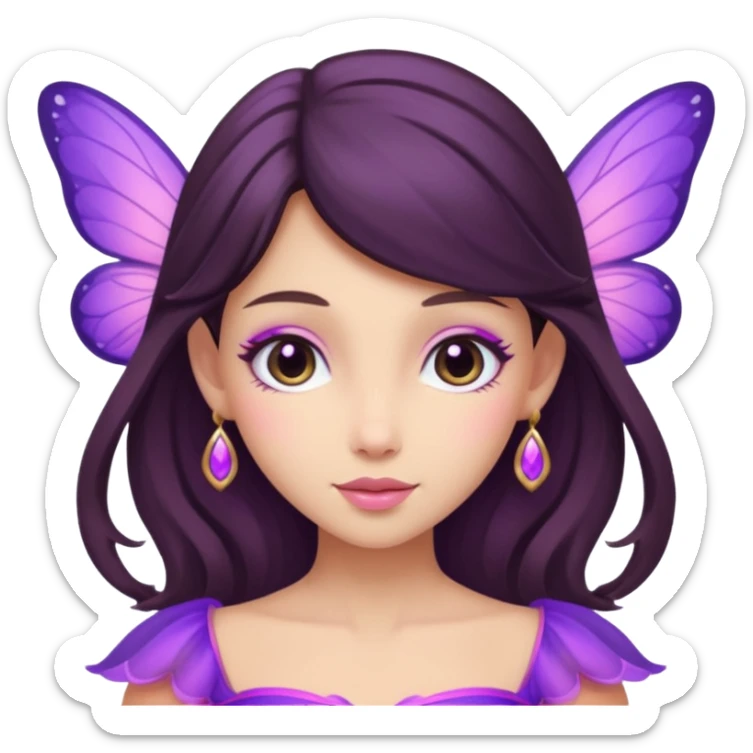 royal purple and pink buttery fairy brunette combined sticker