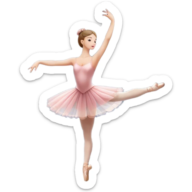 Icon for Ballet: silhouette of a ballerina in an elegant pose on a theater stage, surrounded by spotlight and stage lights. The icon should convey the grace and beauty of ballet, with focus on the dancer and the dramatic lighting. Transparent background. sticker