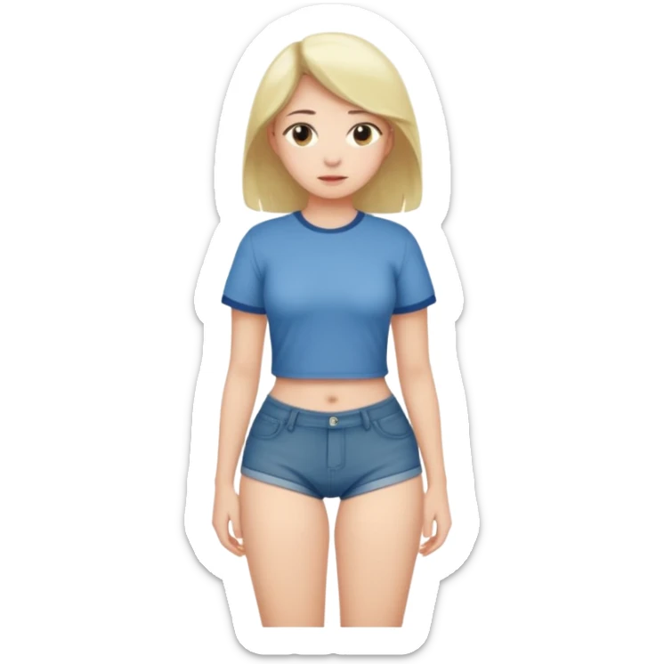 Naked but wearing shirt emoji girl full body no underwear butt turned around  sticker