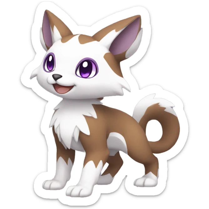 Cute cool brown white purple animal hybrid Fakemon full body sticker