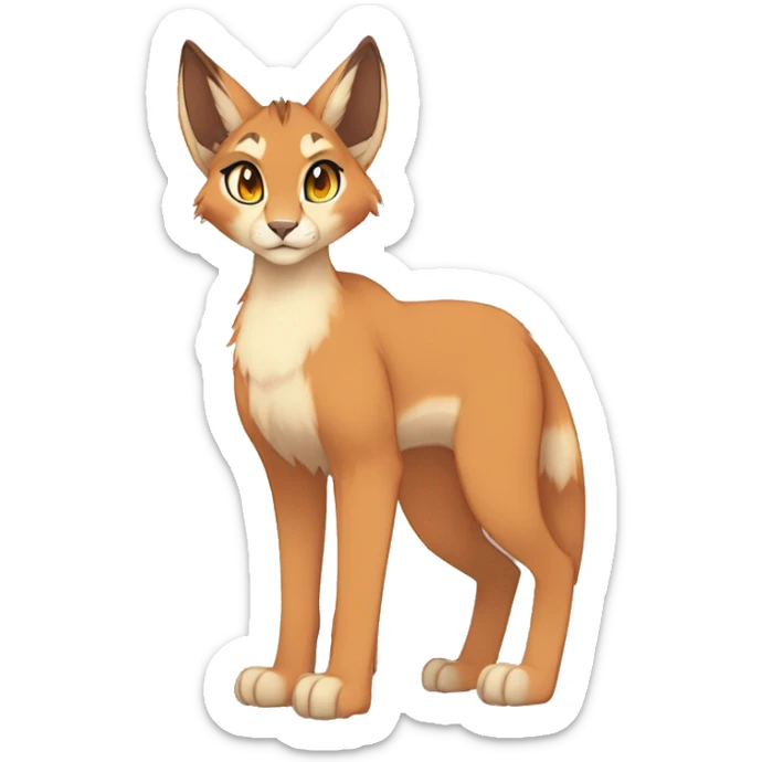 Anthro Beige-Orange-Brown Fur-Sona-Fakemon Lynx-Caracal Full Body sticker