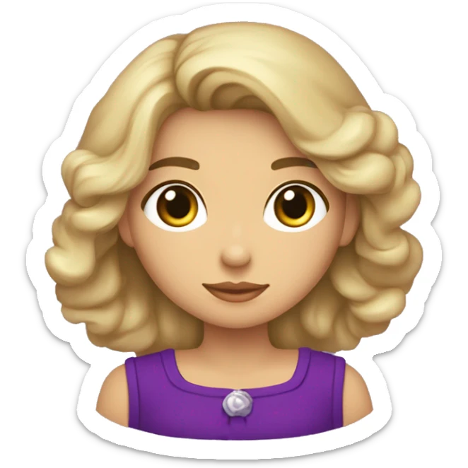 Mujer joven de tes blanca de ojos pequeños y oscuros y cabello suelto y raya al centronegro hasta el busto usa una blusa morada y esta señalando con sus dos brazos hacia arriba sticker