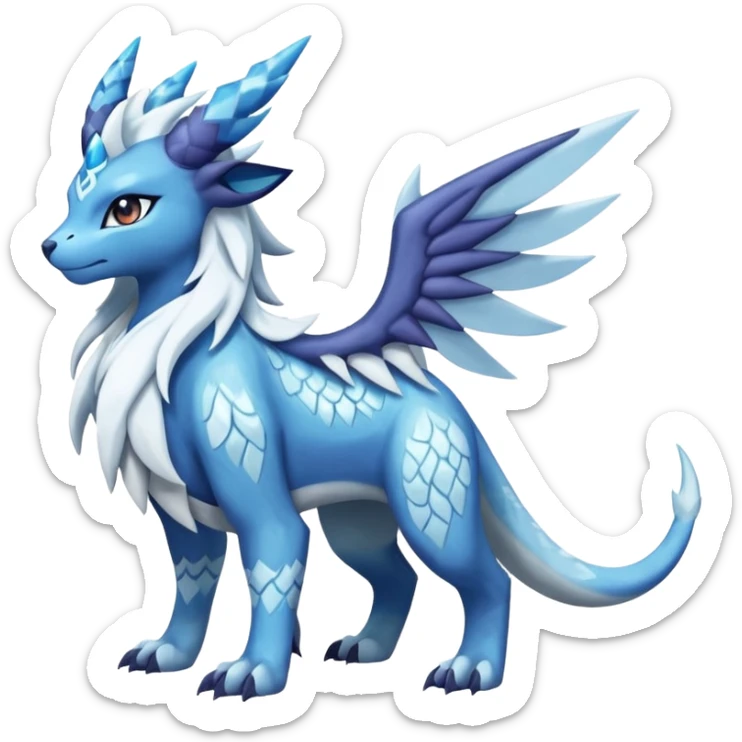 Snowy Flakey Scaly Absol-Glaceon-Suicune-Amaura-Dialga-fusion sticker