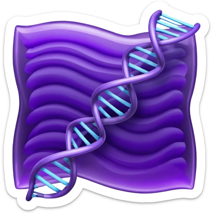 I want a DNA helix in the foreground. Background to be a rippled purple sheet. sticker