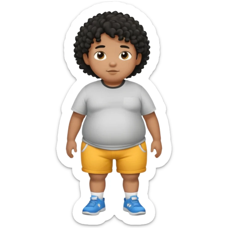 fat person emoji but make him brown skin and curly black hair make it a whole body image and the person is a boy who’s fat even fatter than this add belly rolls sticker