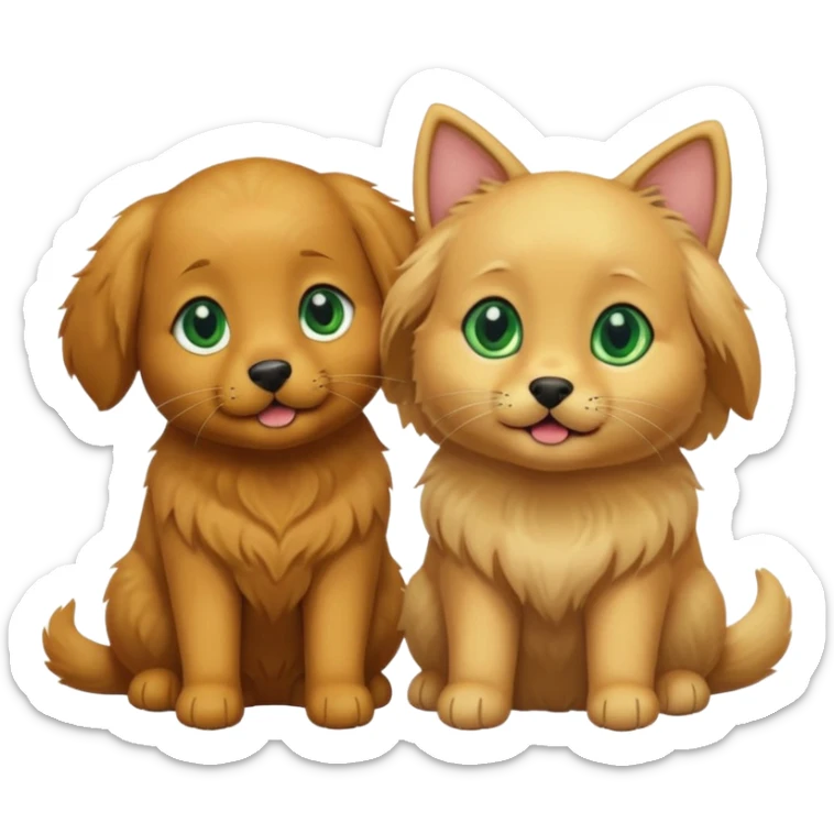 golden retriever and black cat with green eyes as couple sticker