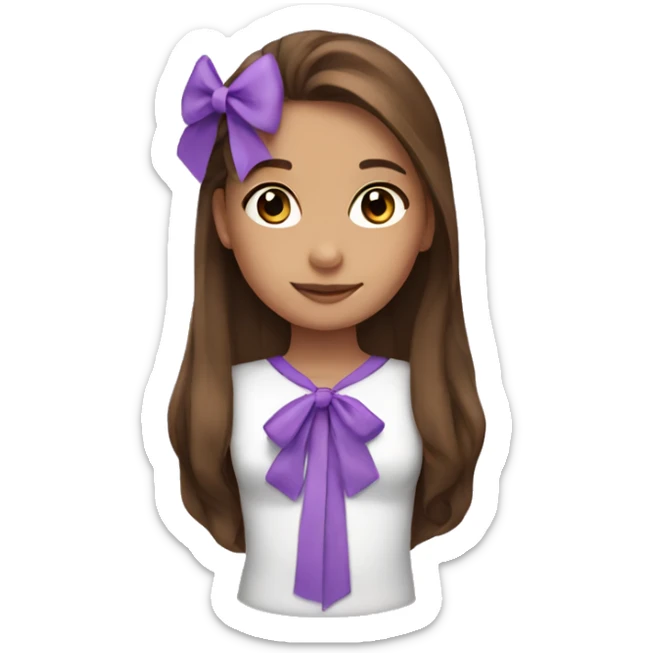 Cute girl named Salina with brown hair and a cute little purple bow sticker