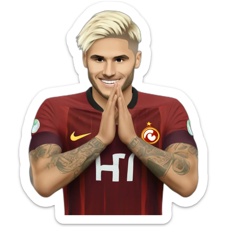 Galatasaray Mauro Icardi Goal Celebration Pose With Hand Behind Blonde Hair sticker