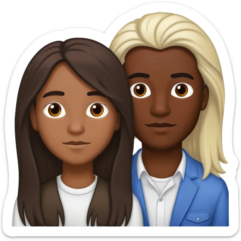 Gay interracial couple, 1 Latino with dacial the other white with long hair. sticker