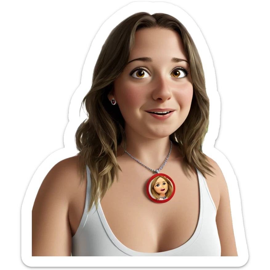 realistic girl with necklace sticker