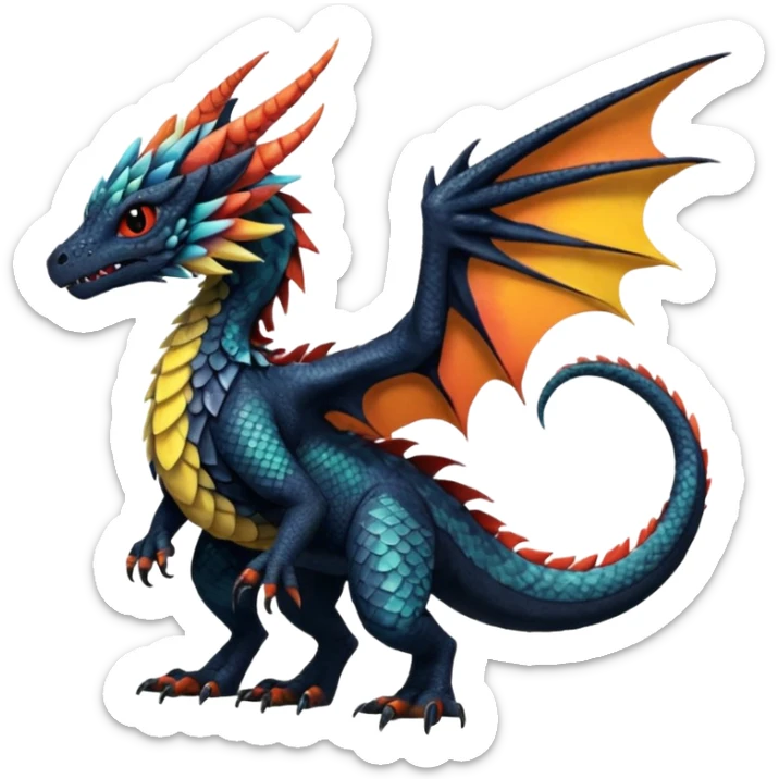 Dutch-Angel-Dragon-Grem2-Trico-Nargacuga-Salandit-Drudigon-fusion-animal-creature, full body  sticker