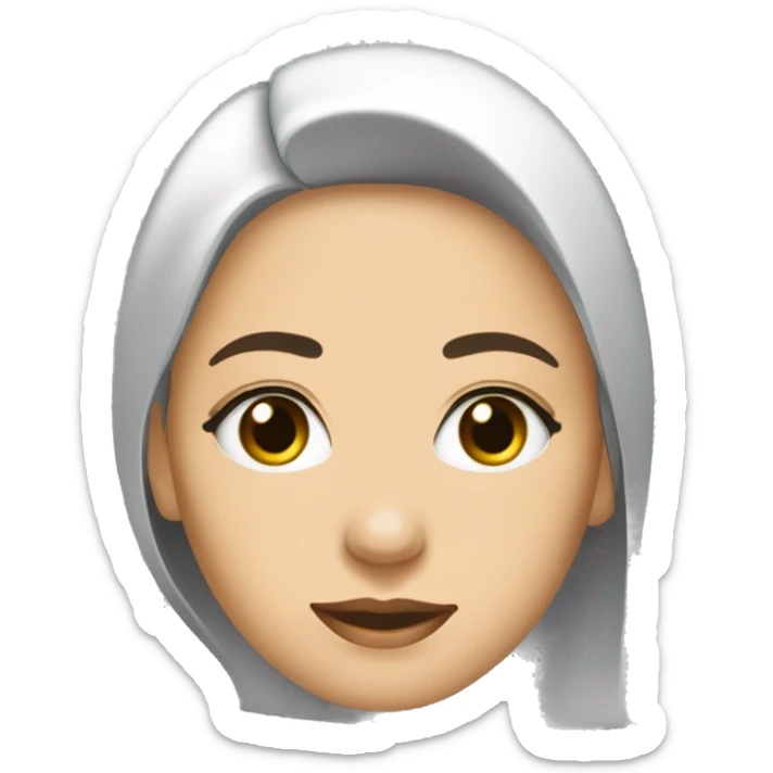 mujer medico de pelo suelto largo lacio color negro, ojos delineados negros sticker