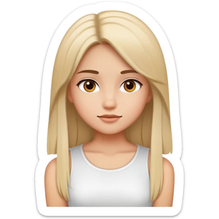 Girl with straight hair and white top sticker
