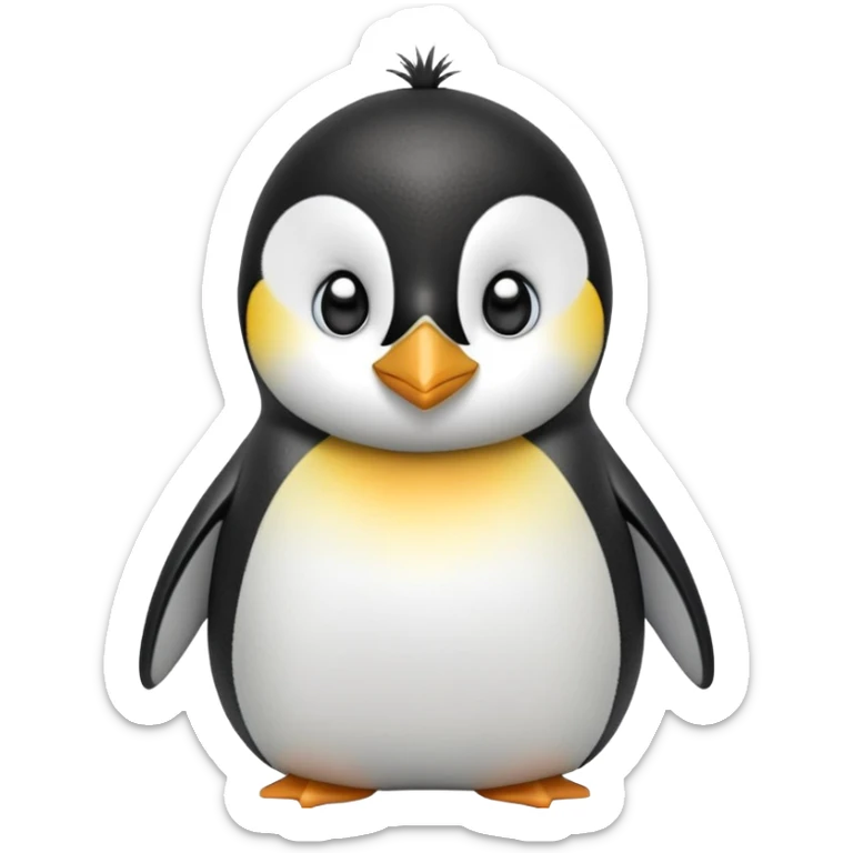 cinematic-cute-emperor-penguin-portrait-emoji,-head-tilted-playfully-and-inquisitively,-with-glossy,-pristine-plumage,-sparkling-eyes-filled-with-curiosity,-simplified-yet-irresistibly-adorable-features, black, large black eyes face sticker