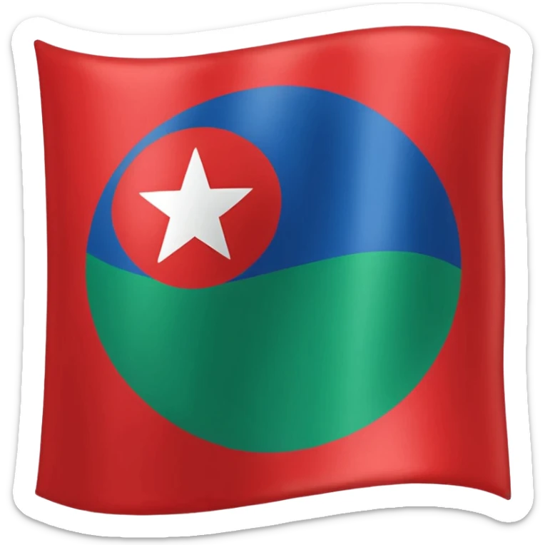 Emoji de bandera, mitad, azul y mitad inferior verde con un círculo rojo en el centro de la bandera en forma de rueda sticker