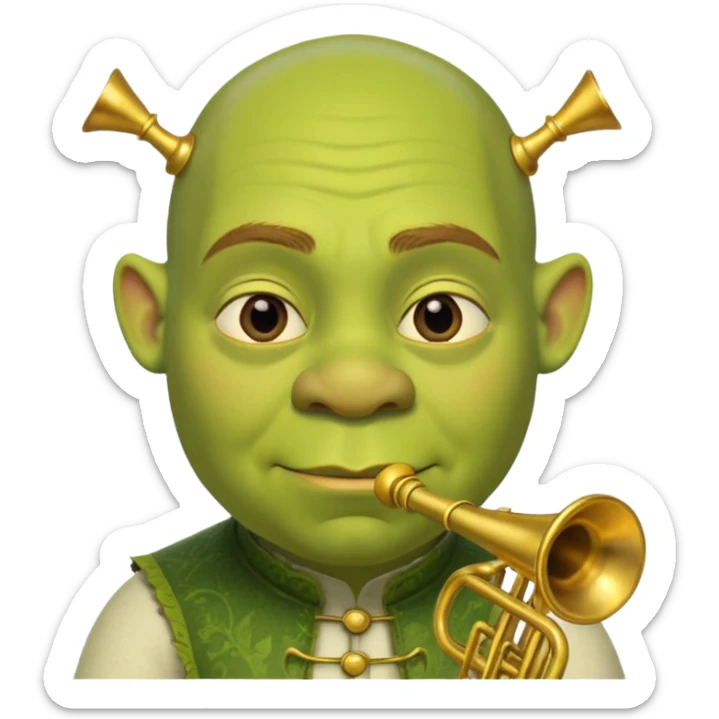 shrek sans cheveux et deux petites oreilles en trompettes une sur chaque cote de son crane sticker