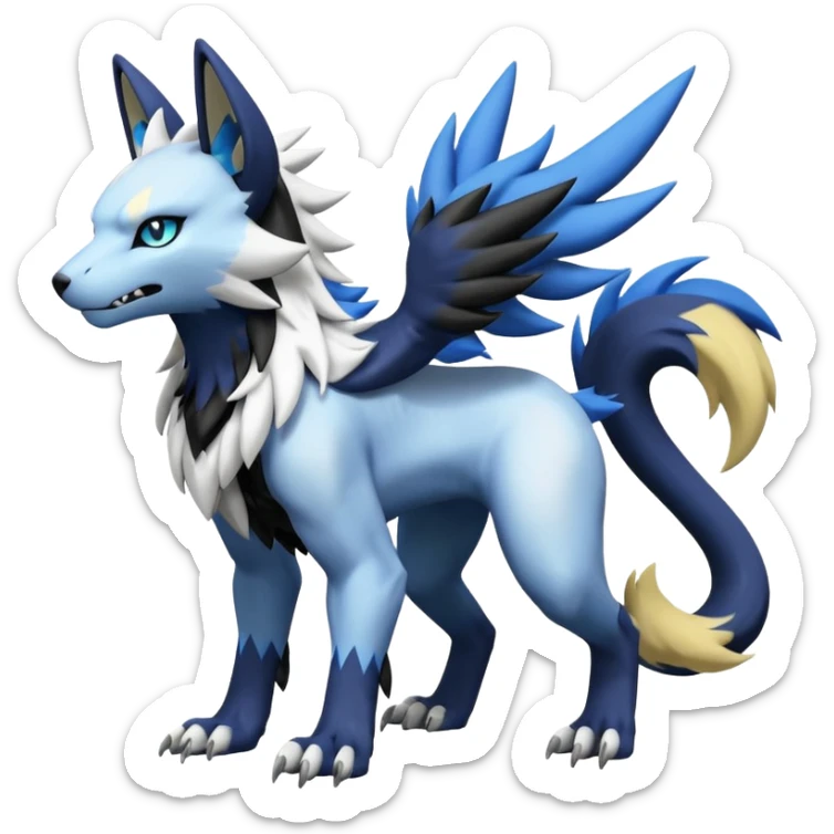 WereGarurumon-Zeraora-Renamon-Absol-fusion-hybrid-creature (full body sticker