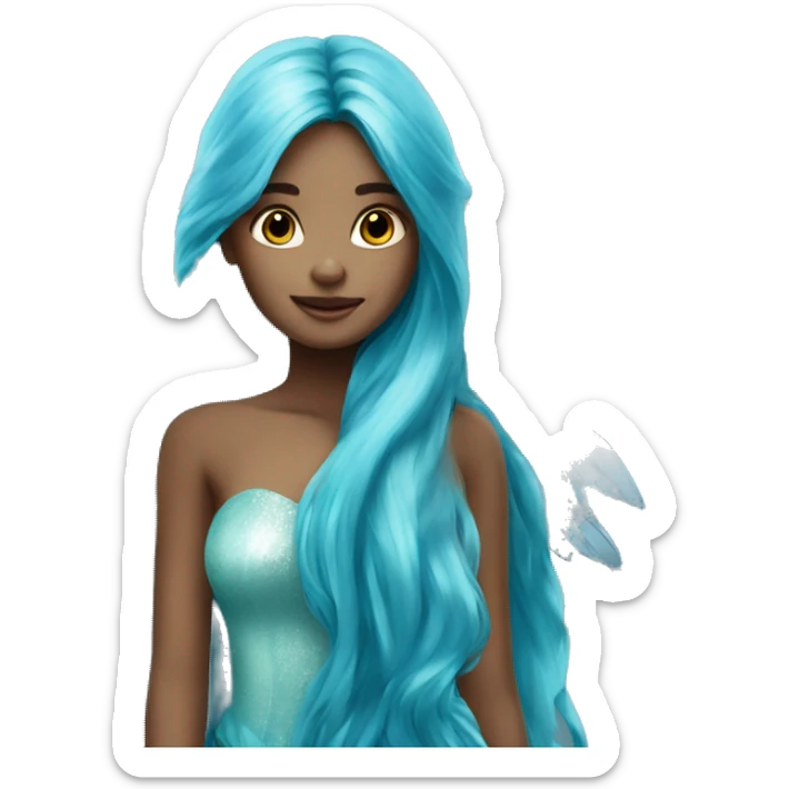 Beautiful, fairy, blue, turqoise, silver, long hair, big wings sticker