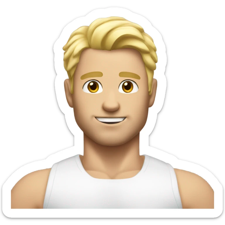 Gorgeous white man with blonde hair and a muscular physique  sticker