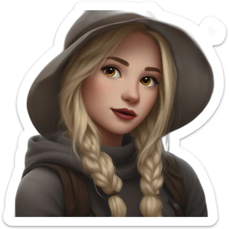 blonde girl with hat sticker